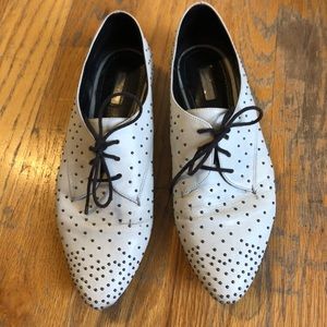 Report Signature White Leather Studded Oxfords 8